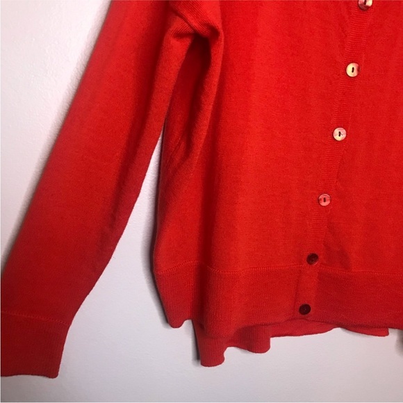 NEW! Eileen Fisher Red Merino Wool Cardigan Small - Picture 5 of 7